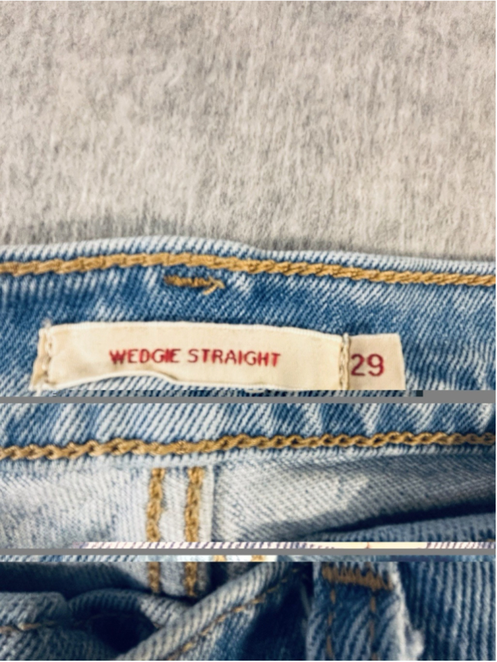 Levi’s Premium Wedgie Straight Jeans Women 29x28 Light Wash Distressed Denim - Picture 6 of 12